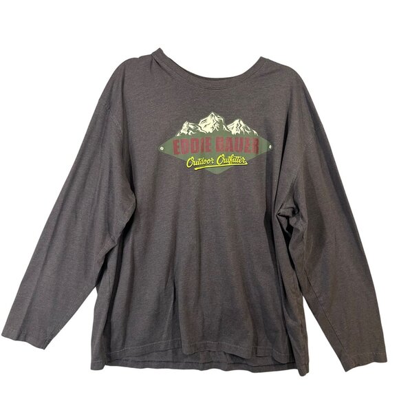 Eddie Bauer Outdoor Outfitter Men's 2XL Crewneck Graphic-T Long Sleeve Gray EUC - Picture 1 of 10